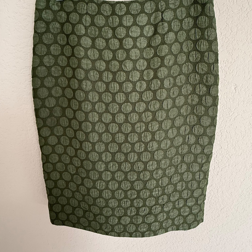 Maeve Anthropologie Green Polka Dot Pencil Skirt Size 2 - Picture 4 of 8